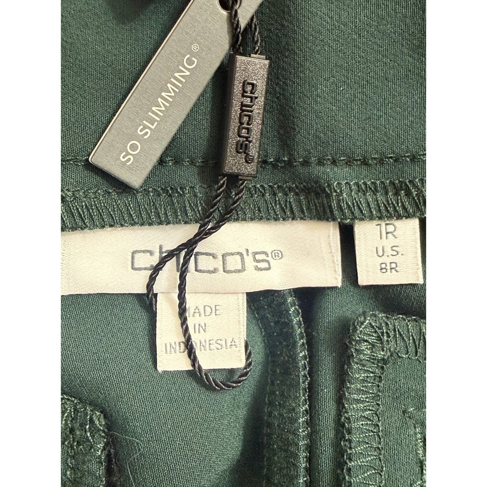 Chicos So‎ Slimming Pants Women Size 8R Dark Green Straight Leg Ankle - Picture 5 of 11